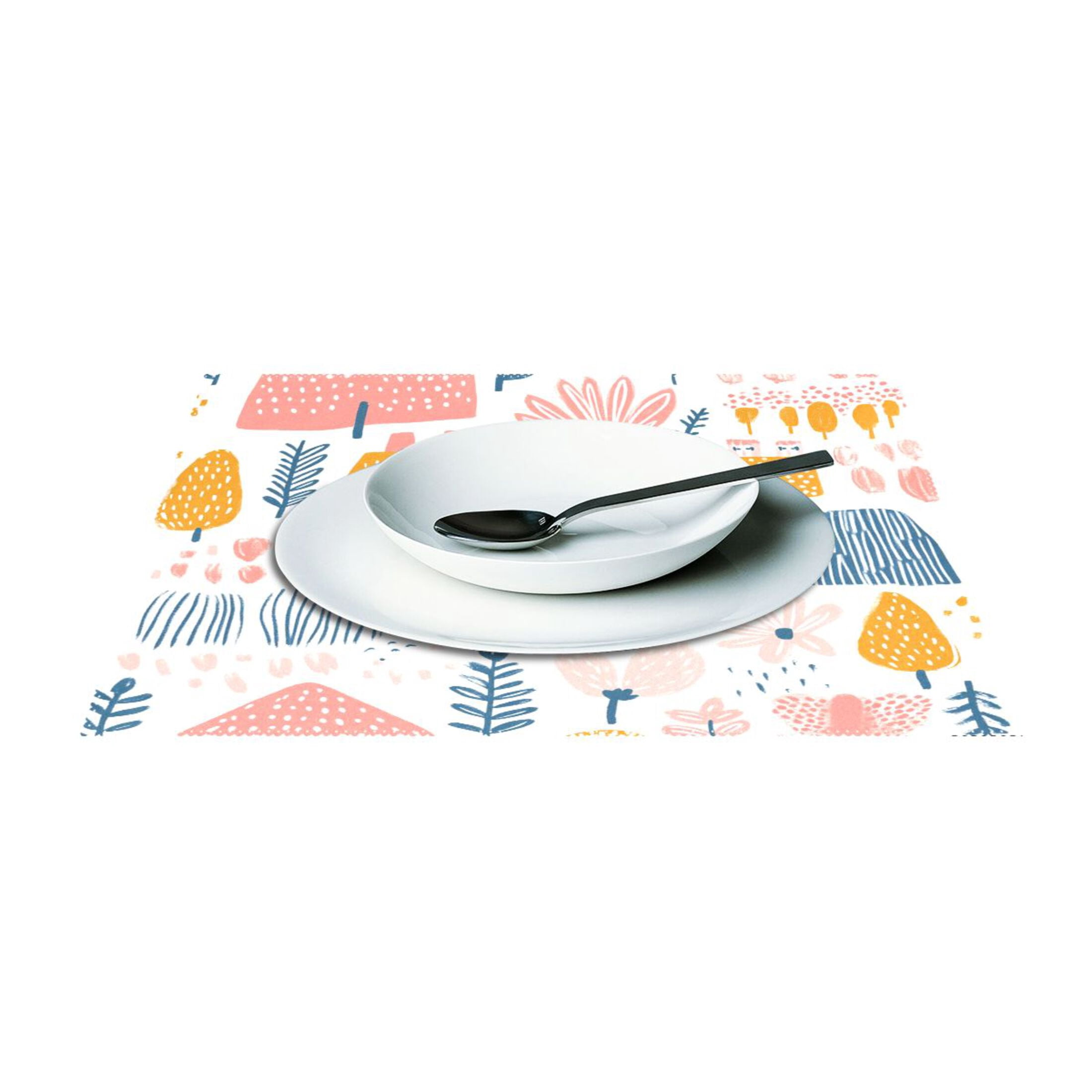 Sketch Pattern 6-Piece 12x18in Durable Place Mats, Heat-Proof and Non-Slip