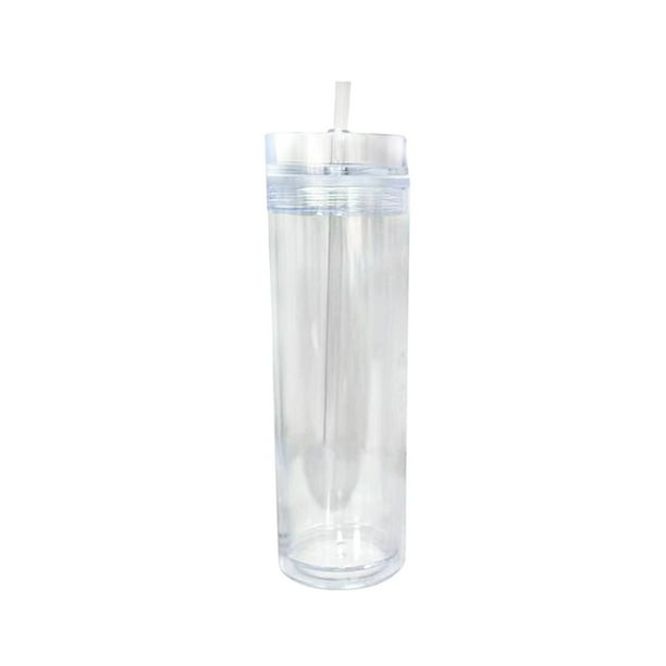 Vaso con tapa y pajita a juego, vaso de plástico de 16 oz, vaso de plástico transparente doble, vaso con boquilla recta, vaso deportivo de verano