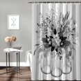 thumbnail image 3 of Shower Curtain Gray Eucalyptus Leaf Flower Shower Curtains for Bathroom Decor Stripes Jar Floral Shower Curtain Sets with Hooks Waterproof Fabric Bath Curtain Small Stall 36" X 72", 3 of 5