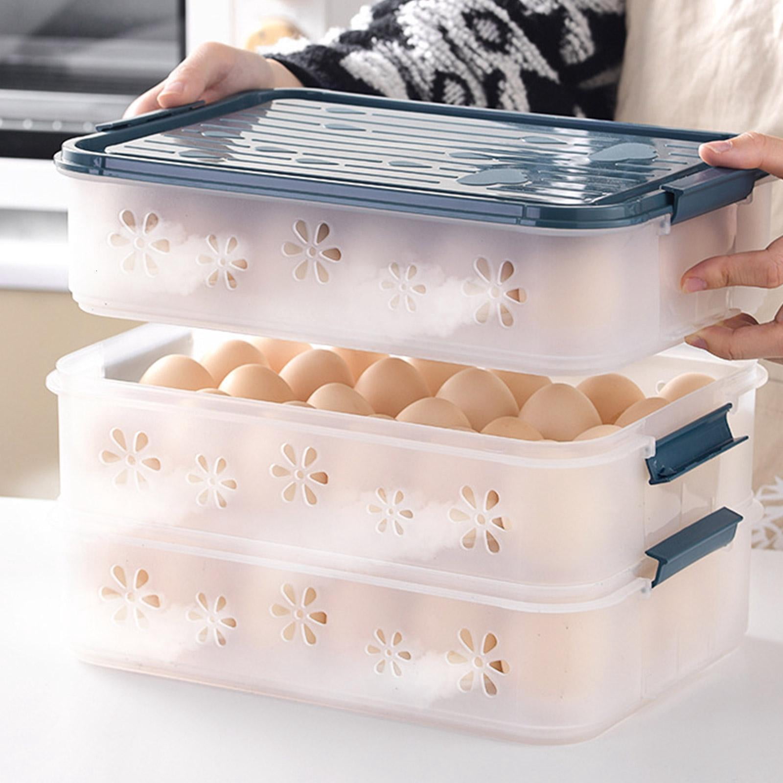 HannLk Space Saving Egg Storage Container Egg Holder for Refrigerator Organizes