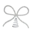 thumbnail image 4 of Bow Christmas Tree Topper Xmas Tree Ornament Silver Metal Stylish Festive for Living Room Parties, 4 of 8