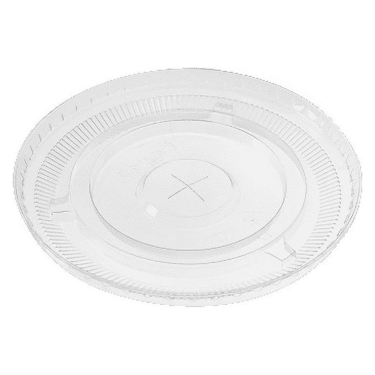 Karat 98mm Clear Plastic Flat Lid for 98mm Cups with Push
