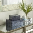 thumbnail image 3 of DecMode Handmade Mosaic Storage Dark Blue Mother of Pearl Shell Decorative Box, 2 Count, 3 of 12