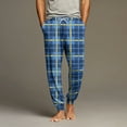 thumbnail image 2 of Dwelliawo Men's Pajama Pants Soft Lounge Pant Separate Bottoms Jogger Sleep Plaid Pants Loose Fit Drawstring Pajama Pants with Pockets Royal Blue M, 2 of 4