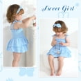 thumbnail image 3 of Younger Tree Baby Romper Dress Infant Summer Sleeveless Bodysuit Jumpsuit Outfits with Headband for 12-18 Months, 3 of 9