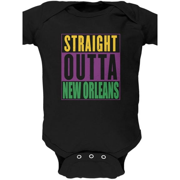Mardi Gras Straight Outta New Orleans Black Soft Baby One Piece - 9-12 months