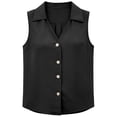 thumbnail image 5 of CUSTG Women Casual Shirts Simple Solid Color Sleeveless Collared Blouse Button Down Shirt Lightweight Summer Tops Work Fashionable Dailywear, 5 of 5