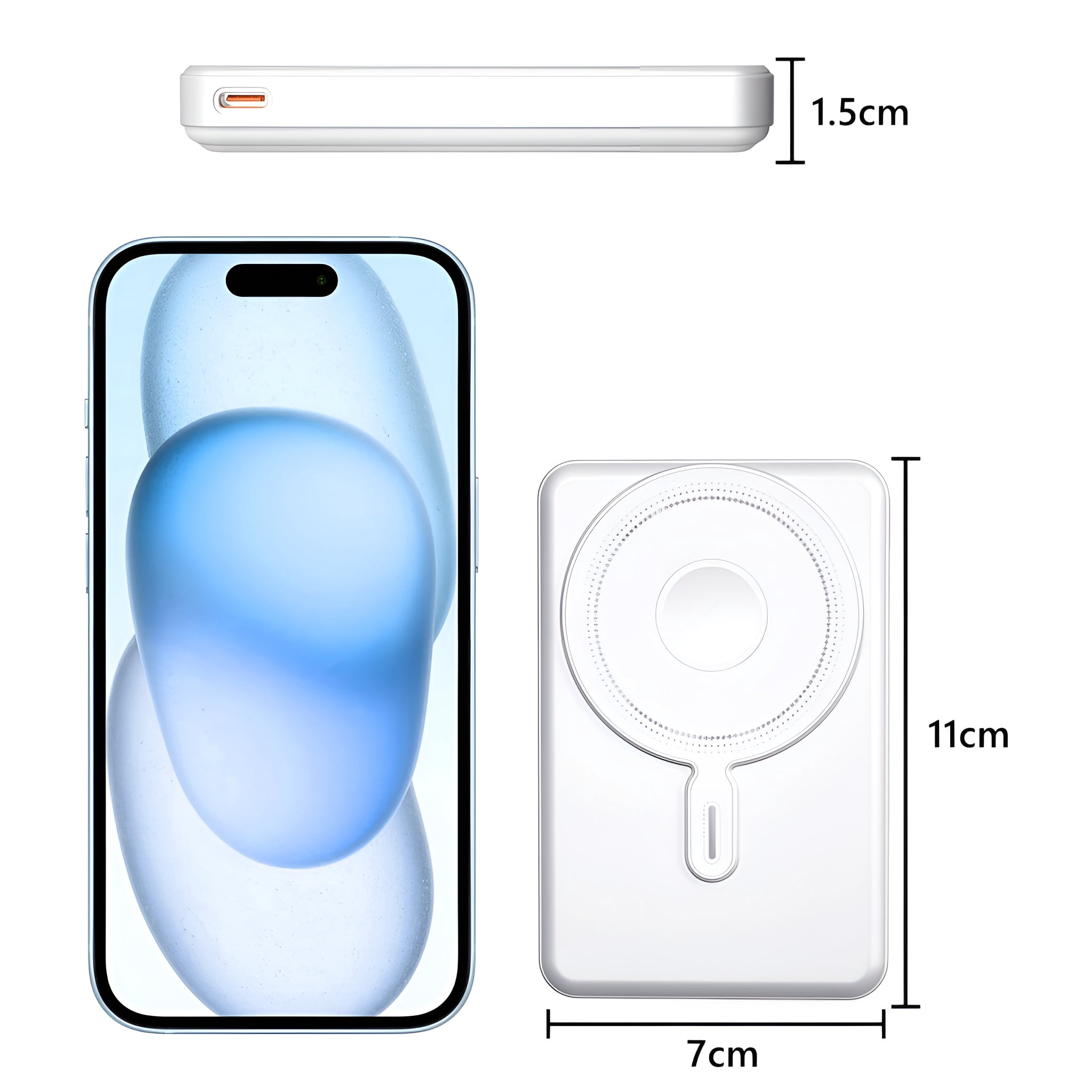 10000mAh Magnetic Battery Wireless Power Bank,20W Fast Charging Portable Charger,3-in-1 Wireless Charger Built-in Cables foriPhone 16. 15.../Samsung/iPad4