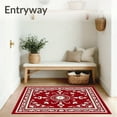 thumbnail image 3 of ODIKA 8'x10' Machine Washable Non-Slip Area Rug, Modern Boho Medallion Motif with Ornate Intricate Detailing High Traffic Rug with Pad, Red, 593347, 3 of 8