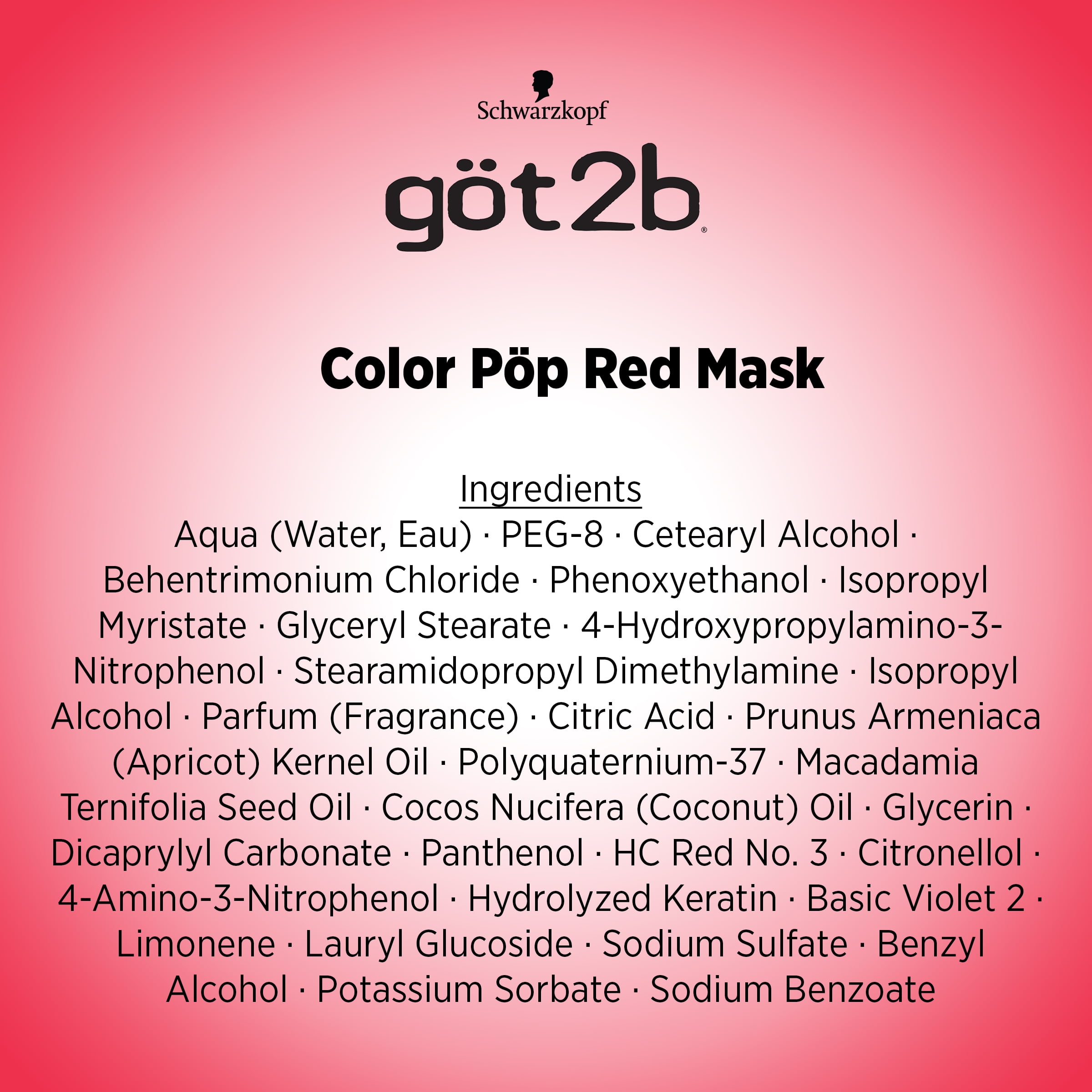 Got2B Color Pop Semi-Permanent Hair Color Mask, Red, 5.1 oz