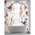 thumbnail image 5 of Colorful Flowers Sheer Curtains 96 Inch Length 2 Panels Set, Pastoral Floral Colorful Birds Voile Window Treatment Semi Sheer Long Curtains Drapes for Bedroom/Living Room/Kitchen 52"x96"x2, 5 of 7