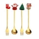thumbnail image 5 of Juego de cucharas y tenedores navideños, cubiertos reutilizables, cucharas y tenedores de postre de acero inoxidable. Oro 4 Uds., 5 of 9