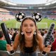 thumbnail image 5 of Set de animación para aficionados al fútbol: diadema, pendientes y pegatinas, ligeros, para partidos, fiestas y celebraciones deportivas, 5 of 6
