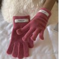 thumbnail image 1 of Guantes de lana con etiquetado de color sólido para mujer, guantes de cinco dedos con pantalla táctil tejidos para mujer, otoño e invierno, 1 of 6