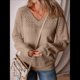 thumbnail image 5 of Suéteres de Punto para Mujer, Otoño, Cuello en V, Larga, Suéter Informal Holgado. Café S, 5 of 8