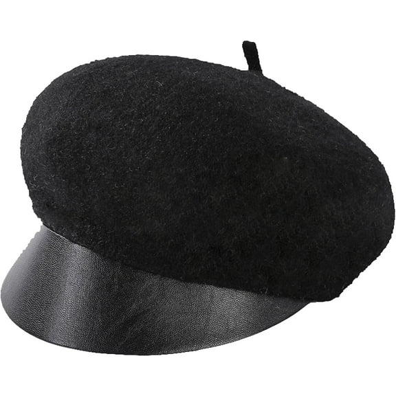 CoCopeaunts Newsboy Hats for Women Fashion Winter Hat Leather Brim Beret Hat Vintage Casual Newsboy Cap Retro Berets