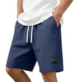 thumbnail image 2 of Mens Casual Shorts Cotton Drawstring 9 inch Waffle Shorts Stretch Elastic Waist Summer Beach Lounge Sweat Shorts Navy XL, 2 of 9