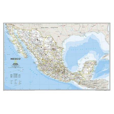 National Geographic Reference Map National Geographic Mexico Wall Map - Classic (34.5 X 22.5 In), (Paperback)
