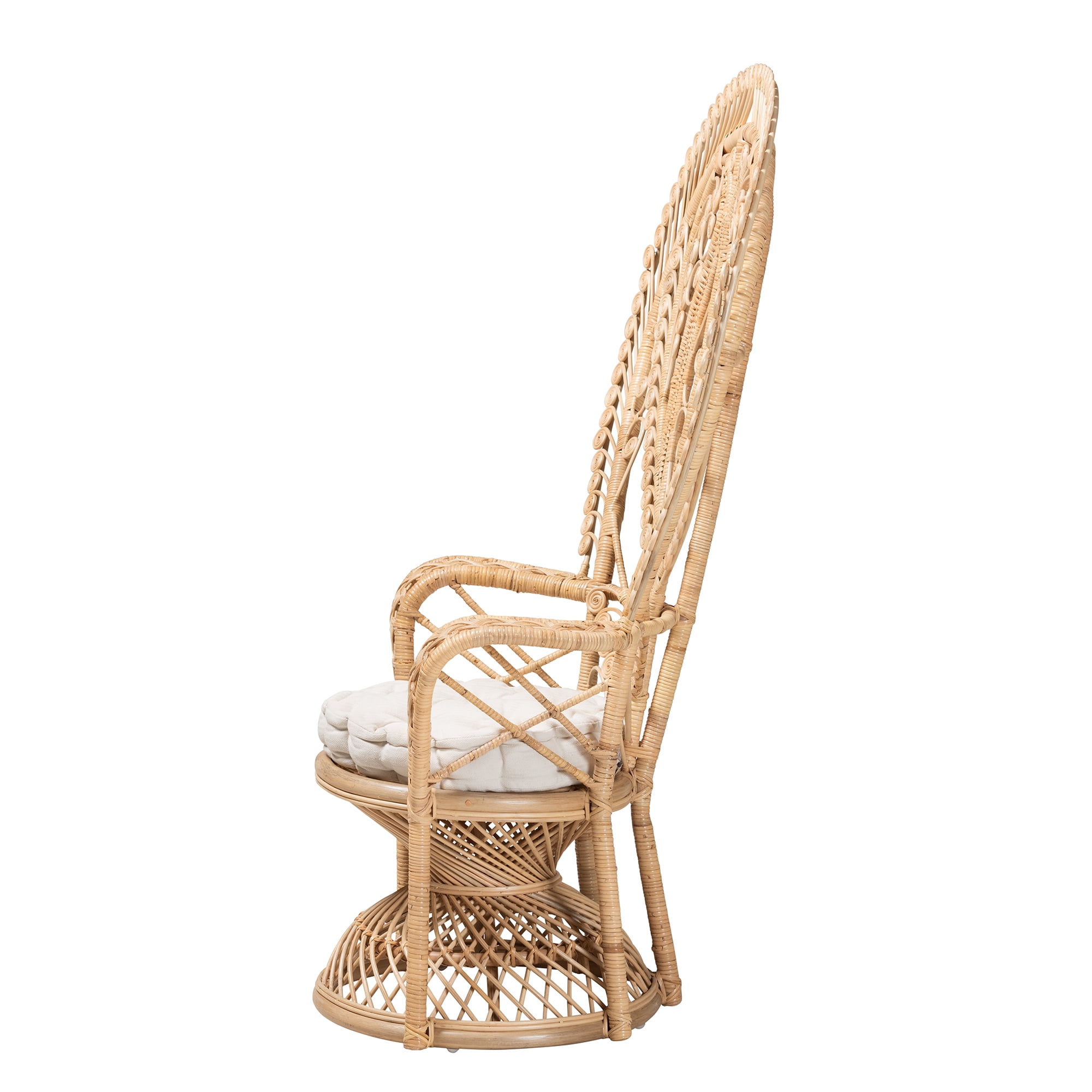 bali & pari Fedra Rattan BOHO Peacock Chair, Natural Brown