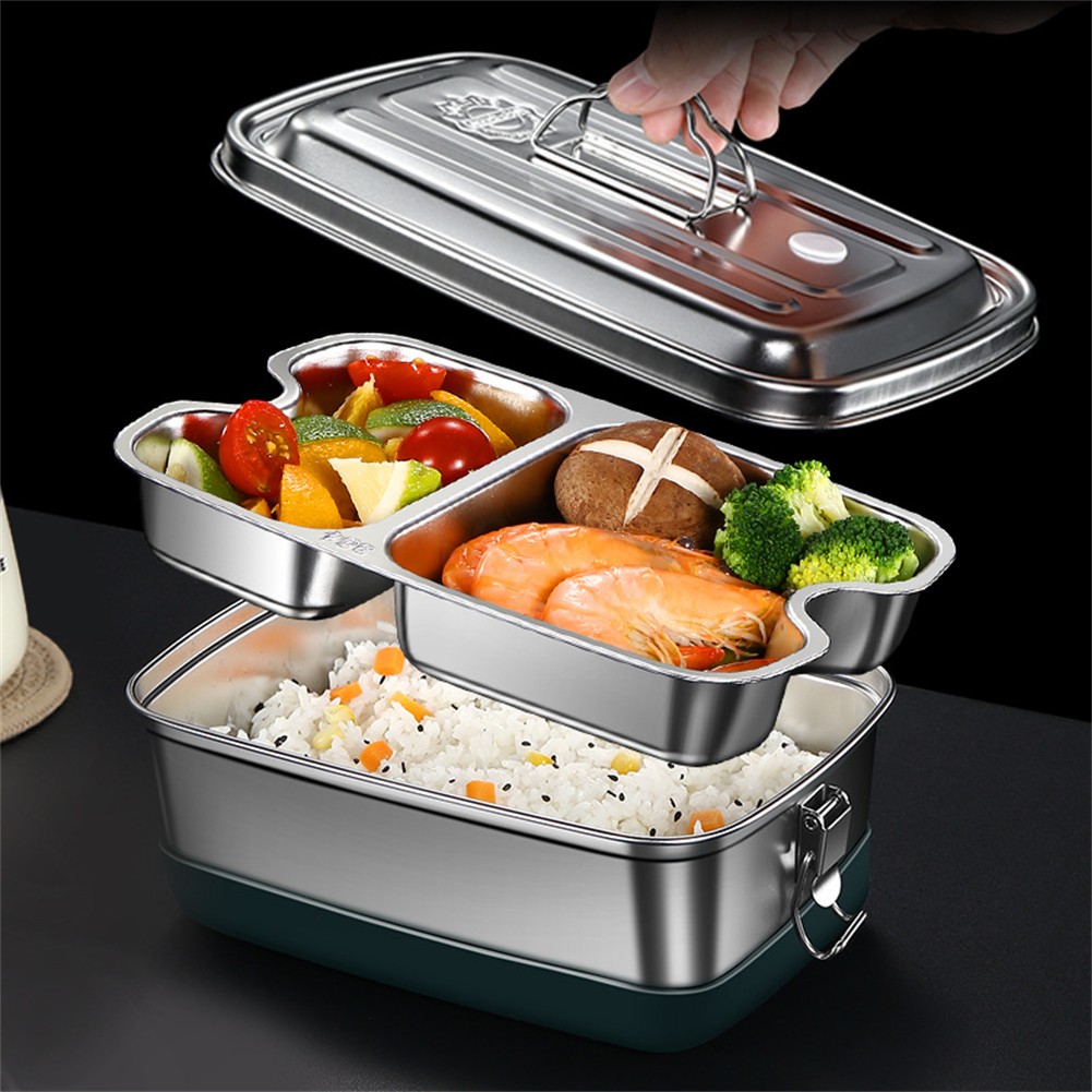 Stainless Steel Lunch Box Double-Layer With Compartment Food Container