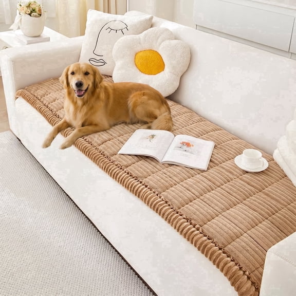 NUBILY Sofa Cover for Dogs,Non-Slip Fuzzy Slipcover Pet Friendly Machine Washable 27.6"x59",Coffee