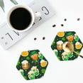thumbnail image 4 of Lsque St Patrick's Day10 Pattern 4" Drink Coasters Set of 4, PVC Leather Absorbent Coasters, Table Coaster Set Decorative Coffee Cup Coasters Housewarming Gift -Hexagon, 4 of 6