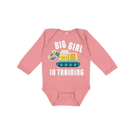

Inktastic Big Girl in Training with Bulldozer Gift Baby Girl Long Sleeve Bodysuit