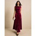 thumbnail image 6 of Burgundy Velvet Sleeveless Maxi Dress With Draped Cowl Neckline Elegant Evening Gown, 6 of 8