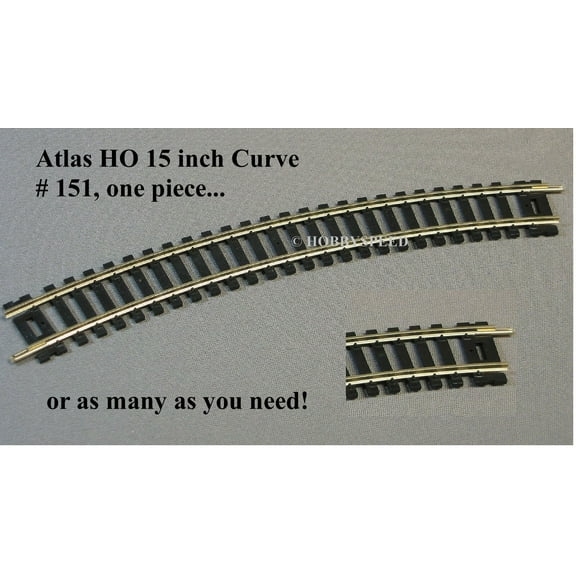 Atlas Code 100 15" Radius 1/12 Curved Track Section HO Scale