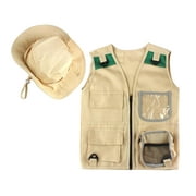 Outdoor Adventure for Young Kids,Cargo Vest and hat Backyard Explorer Costume and Dress Up Ranger, Paleontologist, Zoo Keeper