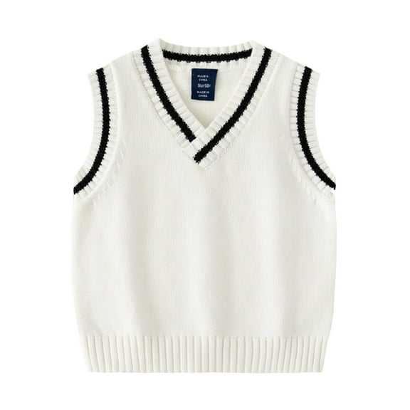 YTDSCS Toddler Kids Boys Sweater Vest College Style Uniform Knit Waistcoat Baby Spring Fall V-Neck Pullover Sleeveless Jacket for Boys Size 2-7T