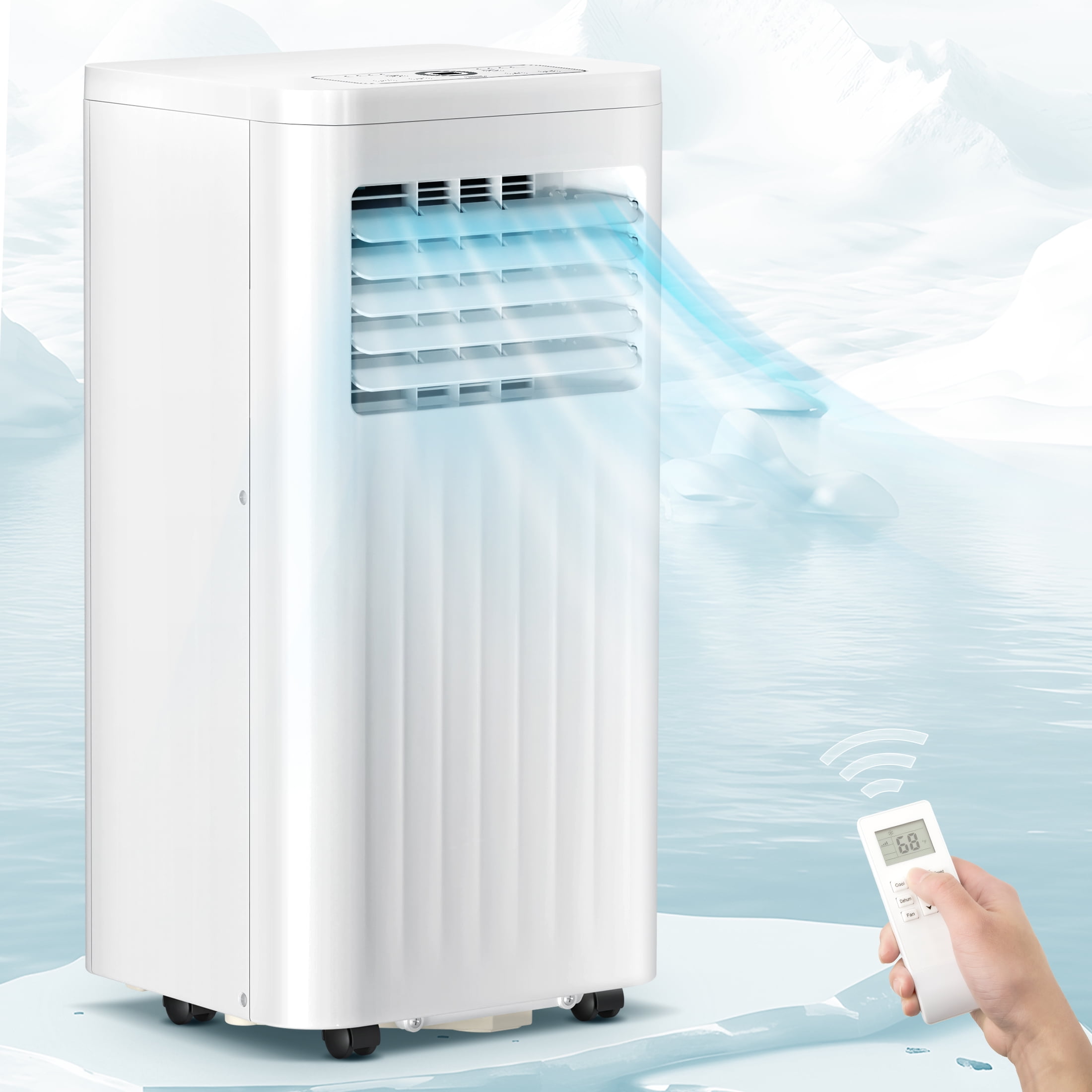 KISSAIR Portable Air Conditioners 8000 BTU 3-in-1 mode AC Unit, Dehumidifier & Fan with LED Screen/24H Timer/Remote Control for Home/Office/Apartments/Dorm
