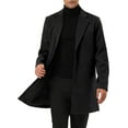 thumbnail image 1 of INSPIRE CHIC Men's Coat Notched Lapel Single Breasted Mid-Weight Long Sleeve Coat 2XL Black, 1 of 7