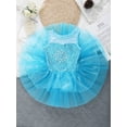 thumbnail image 6 of Oyolan Kids Girls Shiny Sequins Ballet Gymnastic Tutu Dress Layered Skirt Skating Performance Costume Blue 3, 6 of 7