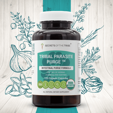 Secrets of the Tribe Tribal Parasite Purge Capsules Dietary Supplement, Natural Herb Blend, Made from Wormwood, Cranberry, Garlic, Black Walnut, Pumpkin 120 Count