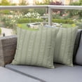 thumbnail image 6 of 2 Pack Outdoor Waterproof Throw Pillow Covers,Boho White Stripe on Sage Green Decorative Square Patio Pillowcases for Chair Couch Sofa 16x16in, 6 of 9