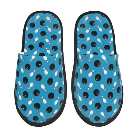 

Yiaed Bowling Balls Print Unisex House Slippers Slip on Warm Shoes Indoor Outdoor with Anti-slip sole-Large