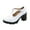 White, variant on Lovskoo 2024 Women's Oversized Classic Leather Shoes T-Strap Platform Chunky Block Mid-Heel Closed Toe Pumps Metal Buckle Mary Dress Wedding Shoes Gold
