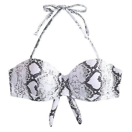 hcuribad Push up Bras for Women 2024 New Arrival Women s Bow Tied Steel Strap Gathered Swimsuit Halter Triangle Bikini Bra Backless Bra Bras for Women Plus Size Bras (Clearance) White M