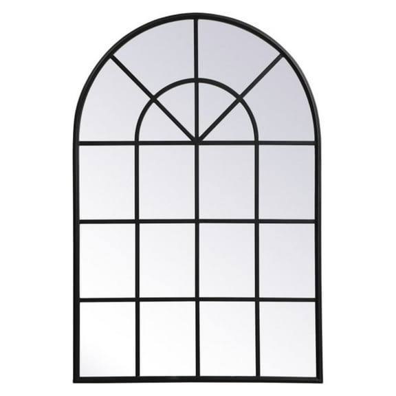 Metal windowpane mirror 32 inch in in x 47 inch in in Black