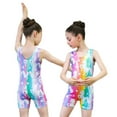 thumbnail image 2 of Leotards for Girls Gymnastics with Shorts Dance unitards Tumbling Biketards with Hair Scrunchie for3-13T Pink Unicorn 6-7 Years, 2 of 7
