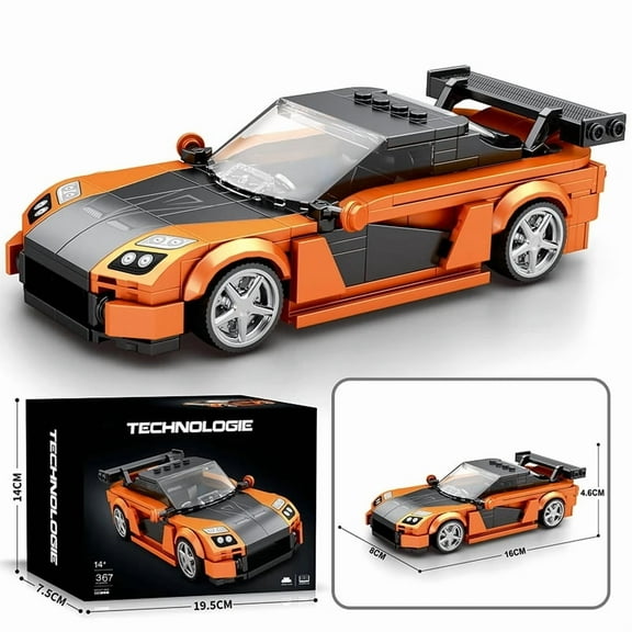 367PCS Orange Sports Car Building Block Creative City Vehicle Classic Car Model Bricks Desktop Display Toys For Kids Holiday Gif