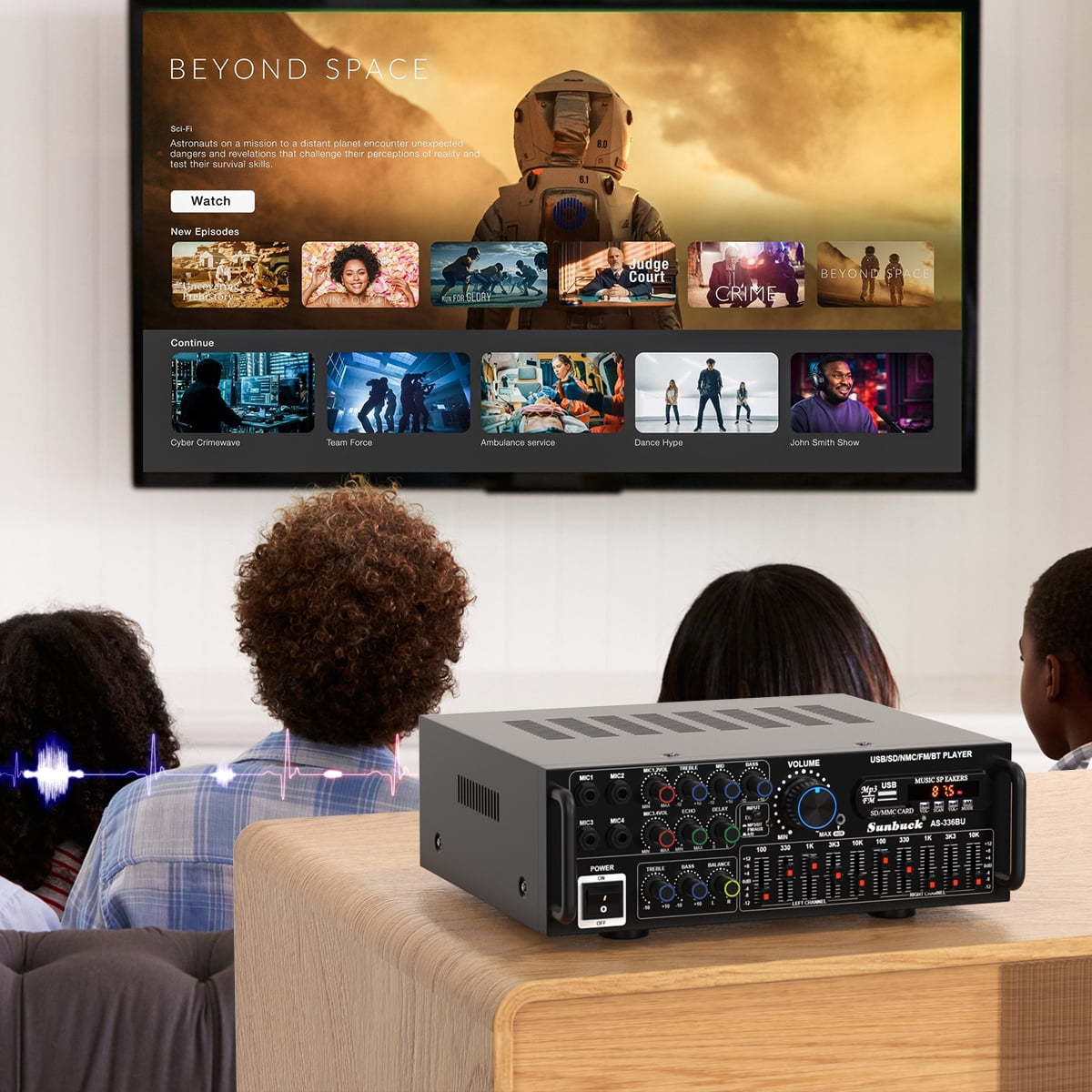 Stereo Receivers with Bluetooth 5.0 HiFi Sunbuck 2000W Stereo Power Amplifier Karaoke FM USB SD AUX Remote, Home Theater Audio Stereo System Components, Receiver for Speaker