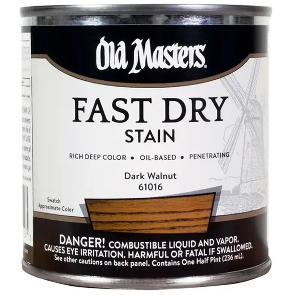 1/2 pt Old Masters 61016 Dark Walnut Fast Dry Stain Interior Oil-Based Wood Stain