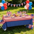 thumbnail image 1 of Disposable Patriotic Tablecloth 107x51 Inch Waterproof Plastic for 4th of July, Memorial Day, Labor Day Party Decorations, Fits Standard Rectangular Tables, Easy Cleanup, 1 of 6