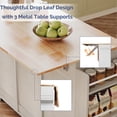 thumbnail image 4 of Ktaxon Mid-Century Modern Kitchen Island Cart with Storage, 47.2" Rolling Kitchen Storage Island on Wheels with 3 Drawers, Farmhouse Island Table with Spice Rack & Drop Leaf, White, 4 of 11