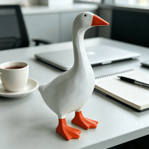2026 NEW Desk Goose 7 Inches Desktop Goose Statue with Magnetic Beak, Funny Office Decor & Cute Home Desk Decoration Gift for Women 1PCS