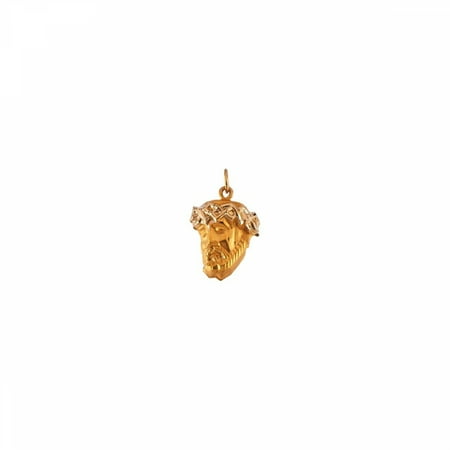 14k Yellow Gold Crown Charm Face of Jesus Pendant R16929 / 14Kt Yellow / 19.00X14.50 Mm / Polished / Head Of Jesus W/Crown Pendant ()