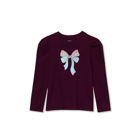 Lands' End Girls Long Sleeve Graphic Tee With Puff Shoulder