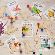 GOGREENWOVEN Dinosaur Party Favors - 24 PCS Dinosaur Birthday Party Supplies - Dinosaur Cards with Wood Painting Crafts Bulk - Thank You for Coming Gifts for Kids Boys Girls Toddler C9